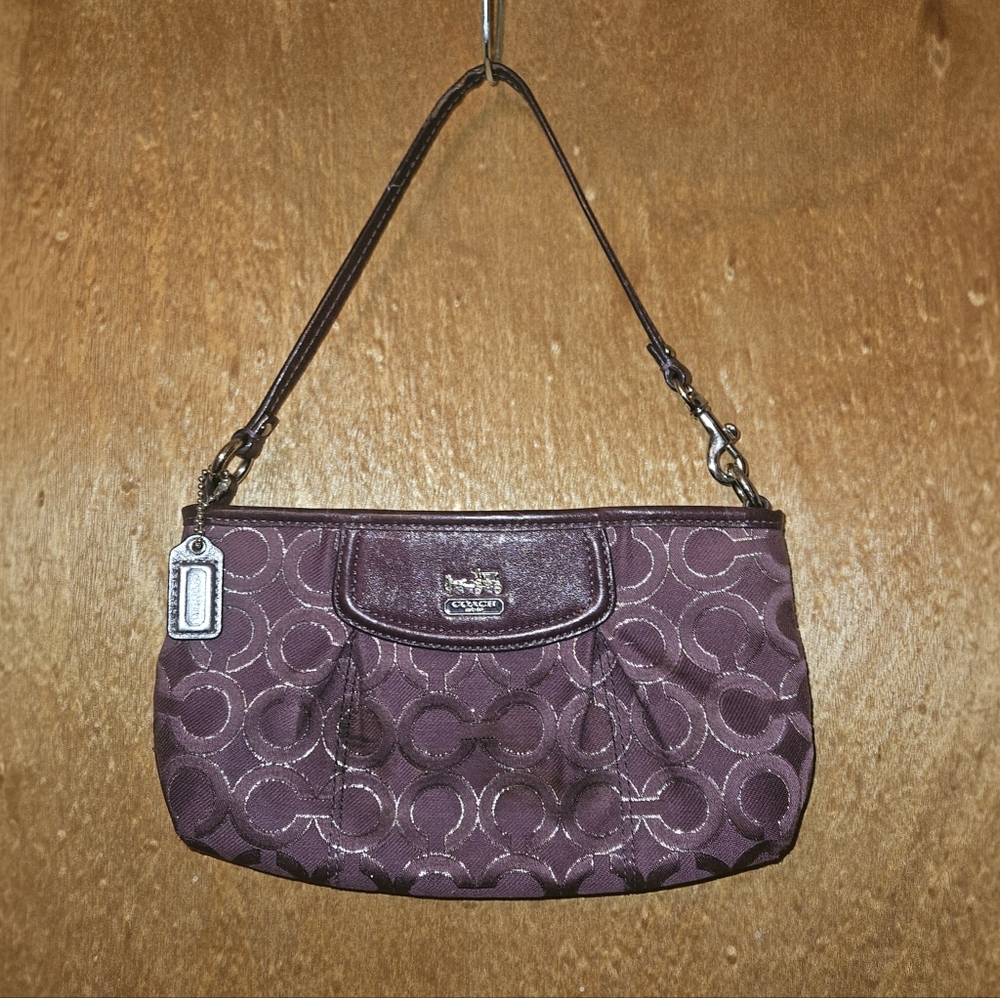 Coach Plum Signature Jacquard Wristlet